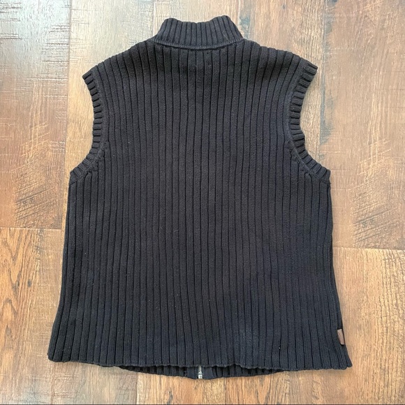 LAUREN by RALPH LAUREN chocolate brown ribbed knit zipper vest, size XL - Picture 5 of 10